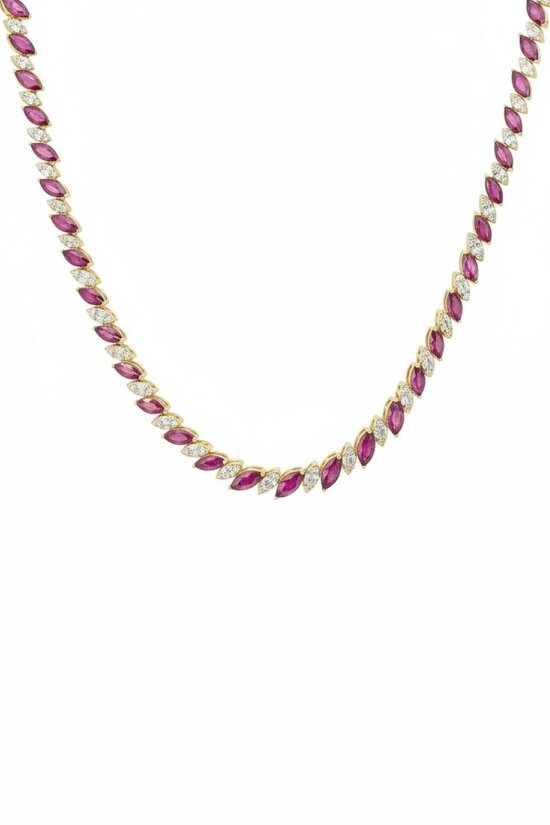 Latelita Viscountess Statement Tennis Necklace Ruby Gold