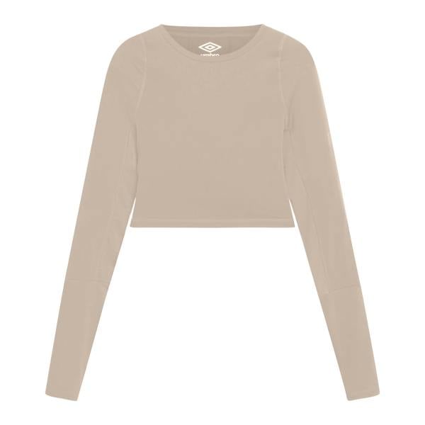 Umbro Womens Pro Long-Sleeved Training Crop Top - Moon Rock
