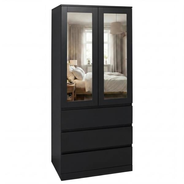 Vida Designs Denver 2 Door 3 Drawer Mirrored Wardrobe