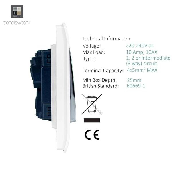 Trendi Switch 4 Gang Intermediate Rocker Light Switch in Ice White