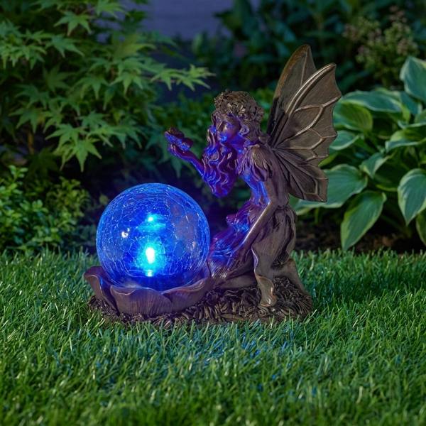 Garden Greatness Gazing Fairy Solar Garden Ornament