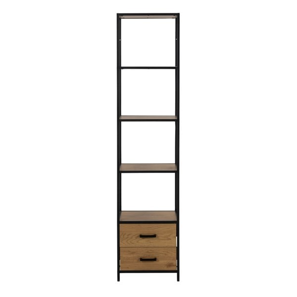 Furniture To Go Seaford Bookcase with 2 Drawers and 3 Shelves in Black & Oak
