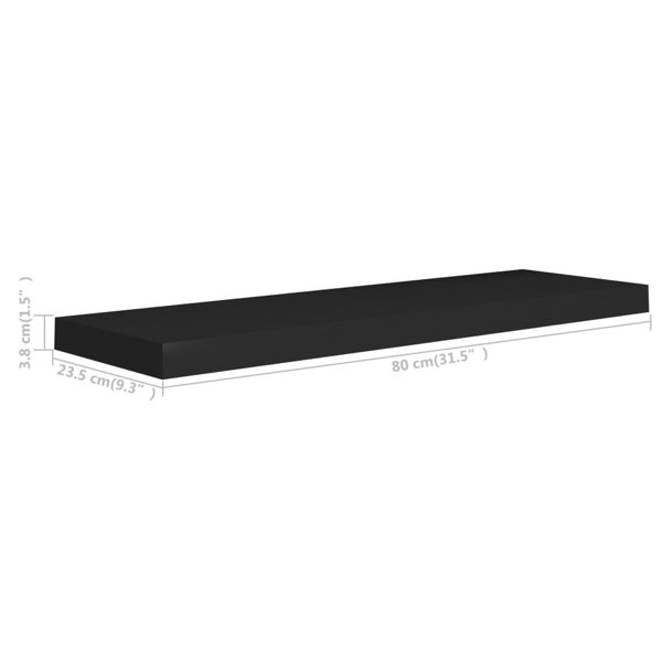 Berkfield Floating Wall Shelves 2 pcs Black 80x23.5x3.8 cm MDF