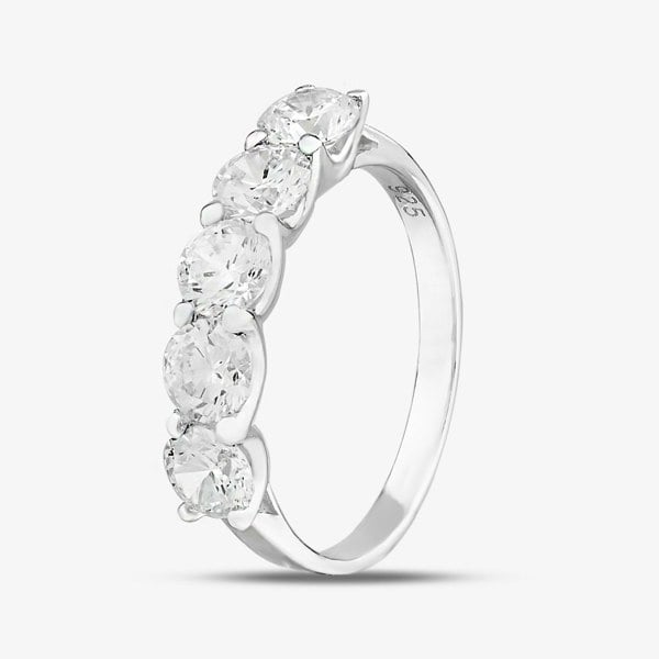 T. H. Baker Sterling Silver & Cubic Zirconia Five Stone Ring DPR7080SIL