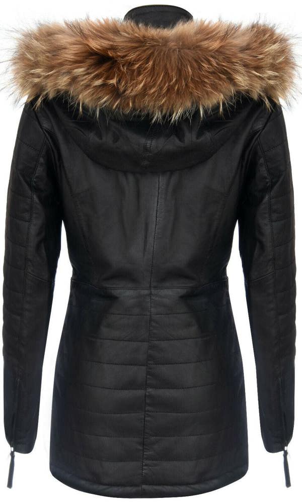 Infinity Leather Womens Quilted Leather Parka Jacket-Curitiba