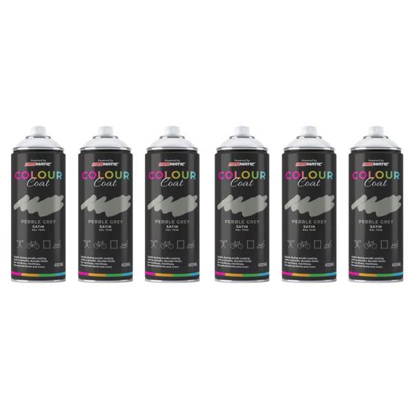 Colour Coat 6X Pebble Grey RAL 7030 Satin Spray Paint 400ml