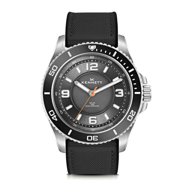 Kennett Solaxplorer Solar Watch Black Strap Grey Dial, Sailcloth Hybrid Strap