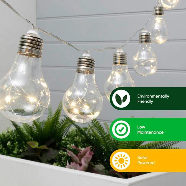 Gardenwize 10-Piece Solar String Lights – 2m Micro LED Bulb Lights