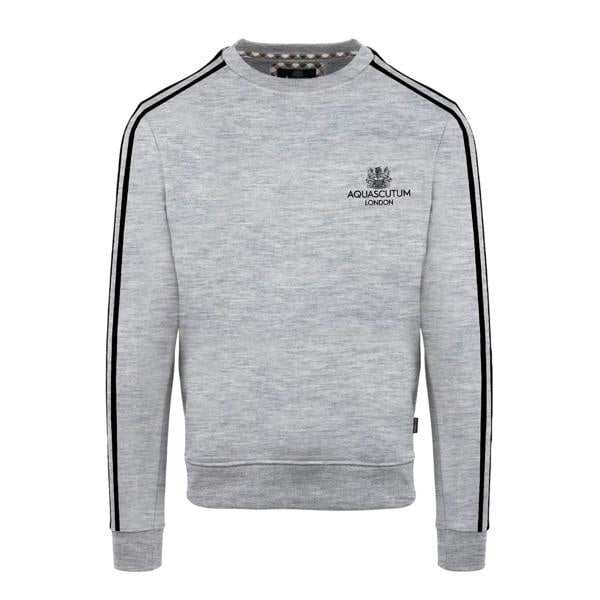 Aquascutum Mens London Double Stripe Sweatshirt - Grey - 