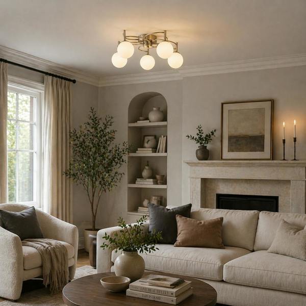 Pagazzi Lighting Rosa 5-Light Antique Brass Semi-Flush Ceiling Light