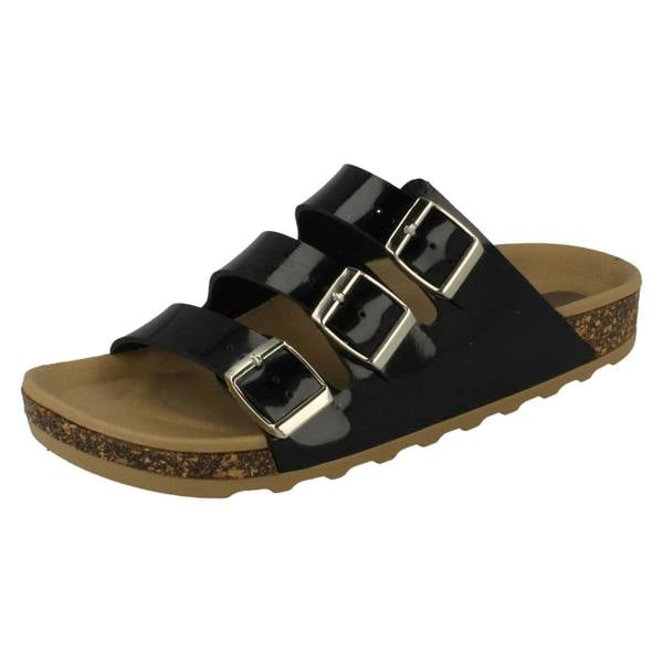 Spot On Ladies Spot On Three Buckle Mules