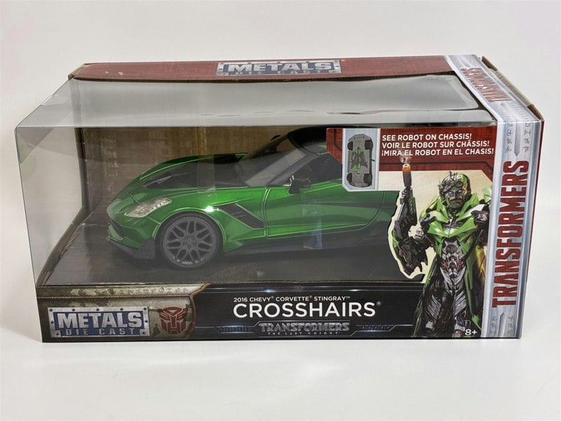 a toy car in a box