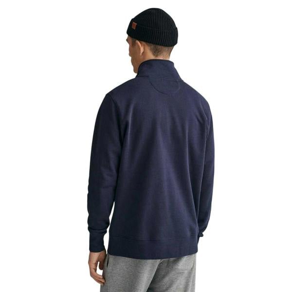 Gant Mens Embroidered Logo Half Zip Sweatshirt - Evening Blue - 
