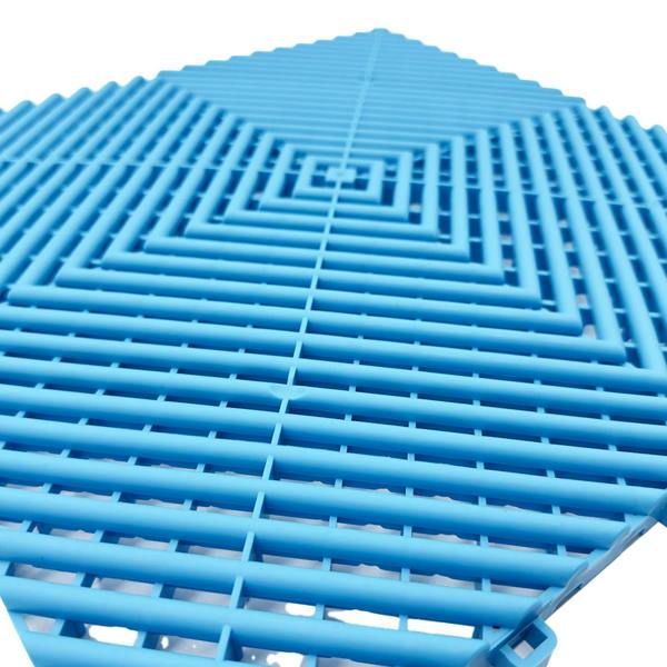Nicoman Modular Interlocking Ribbed Vented Garage Floor Tiles - Light Blue
