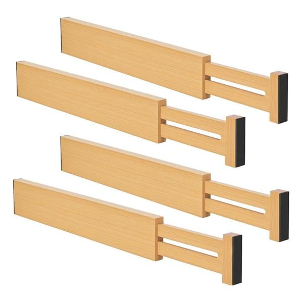 Levede Adjustable Drawer Divider Bamboo 4PC Expandable Organisers Spring Loaded