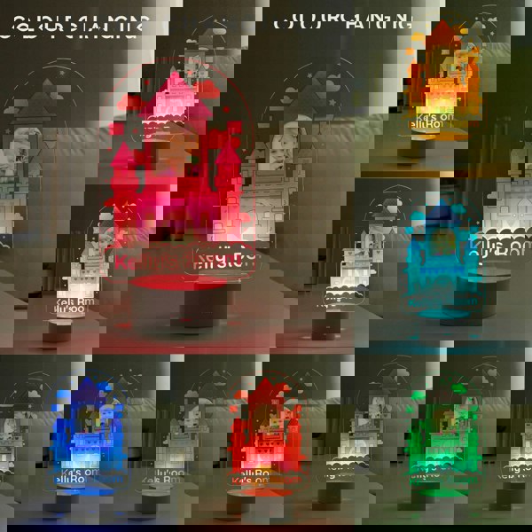 Personalised Memento Company Personalised Pink Castle Photo Upload LED Colour Changing Night Light