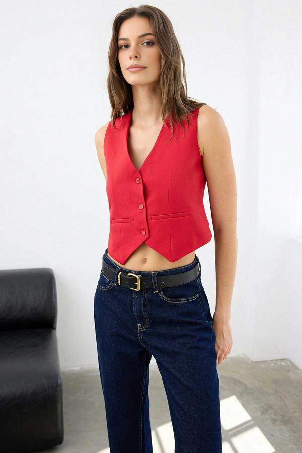 WOVCOR Woven Crop Vest
