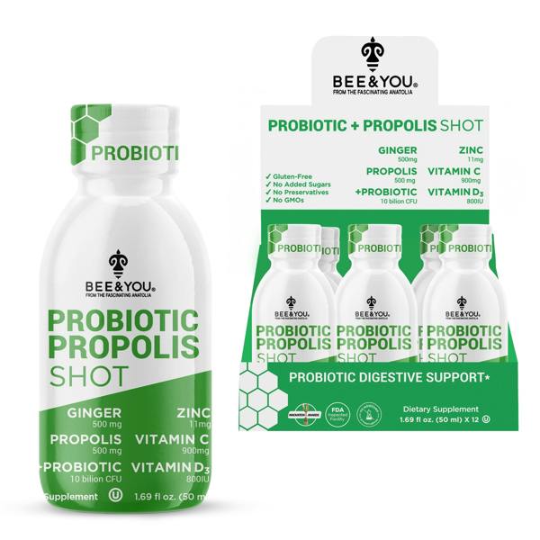 Bee and You Propolis Immune Shot - Probiotic, 50 ml x 12