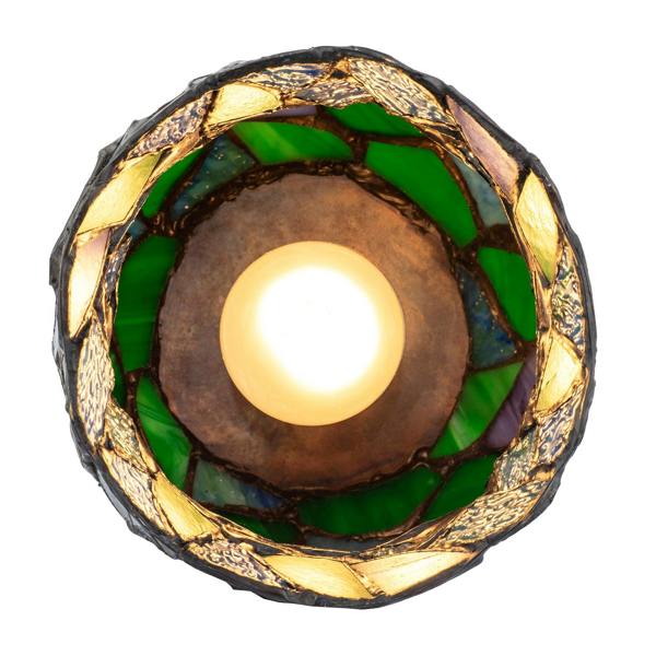Dragonfly Themed Open Top Blue and Green Stained Glass Tiffany Lamp Image 8
