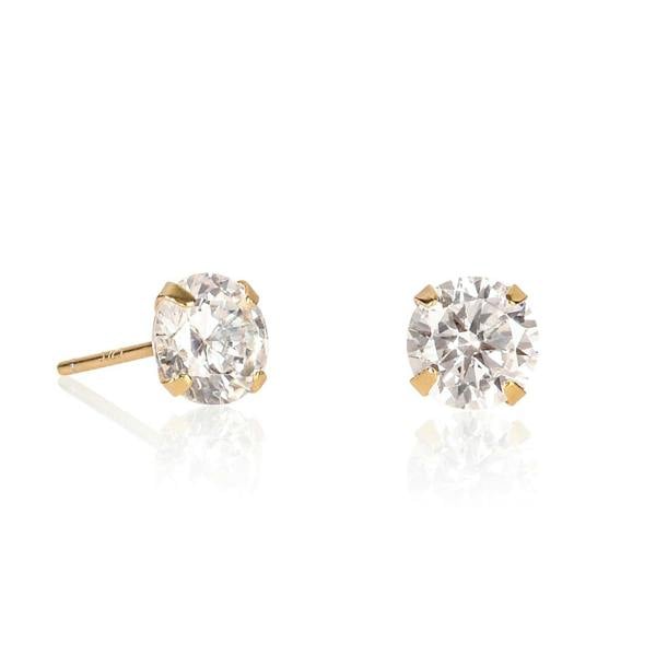 namana Gold Plated 925 Sterling Silver Dainty Solitaire Stud Earrings For Women