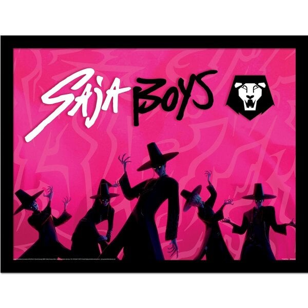 K-Pop Demon Hunters Idol Saja Boys Framed Poster - Pink/Black/White