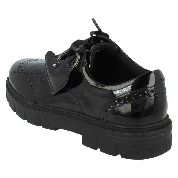 Clarks Girls Clarks Leather Removable Heart Charm Brogue Lace Up School Shoes Lorcam Lace