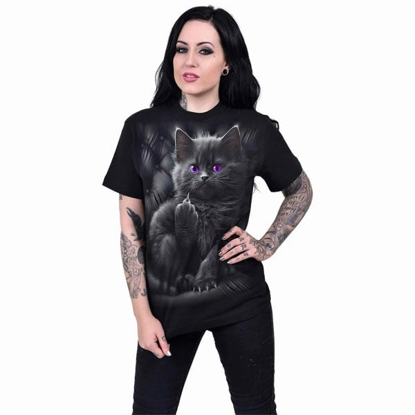 Spiral Direct Unisex Adult Cattitude T-Shirt - Black