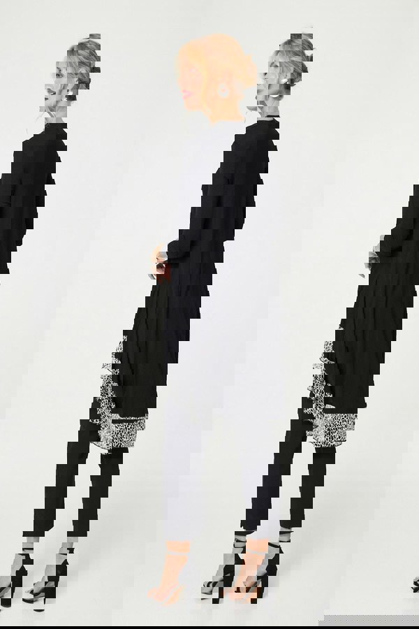 Black | Animal Print High Low Jersey Top
