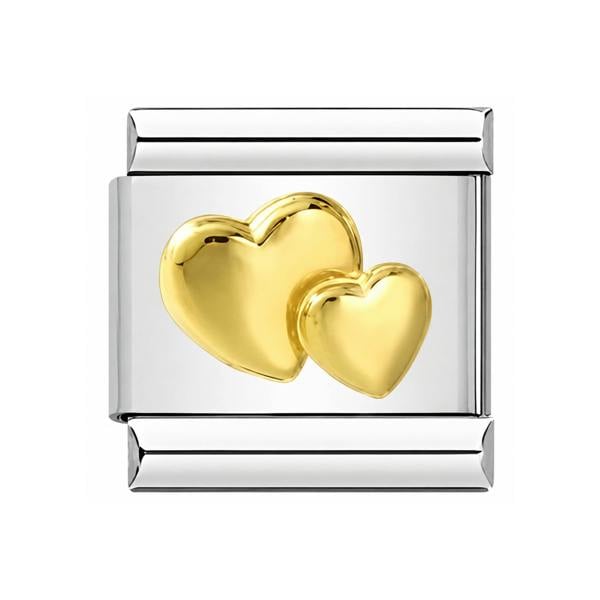 Serafina Gold Double Hearts | Italian Style Bracelet Charm