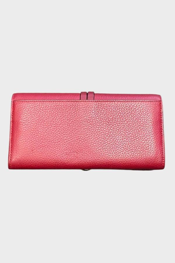 Chloé Leather Alphabet Flap Long Wallet Maroon Red