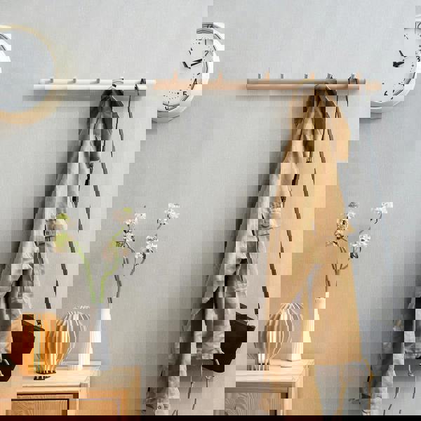 BESLAGSBODEN 5 Hook Coat Rack in Matt Grey/Beech Wood, Width 550mm