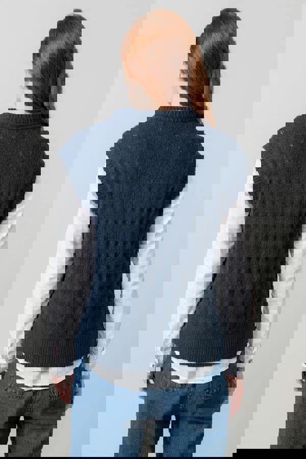 Lily & Me Wallace Pointelle Knit Tank Navy