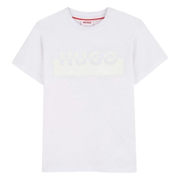 Hugo Childrens/Kids Lettering Crew Neck Regular T-Shirt - White - 