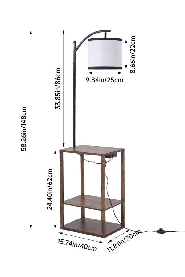 Living and Home Modern Metal Floor Lamp Side Table 2 In 1