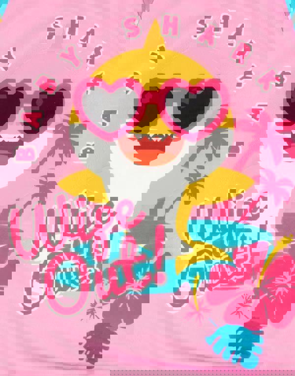 Baby Shark Girls Blue All-Over Print Sleeves & Frill Detail 1 Piece Surf Suit