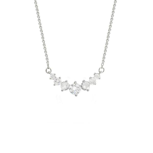 Say It With Seven Stone Round Cut Necklace - Silver