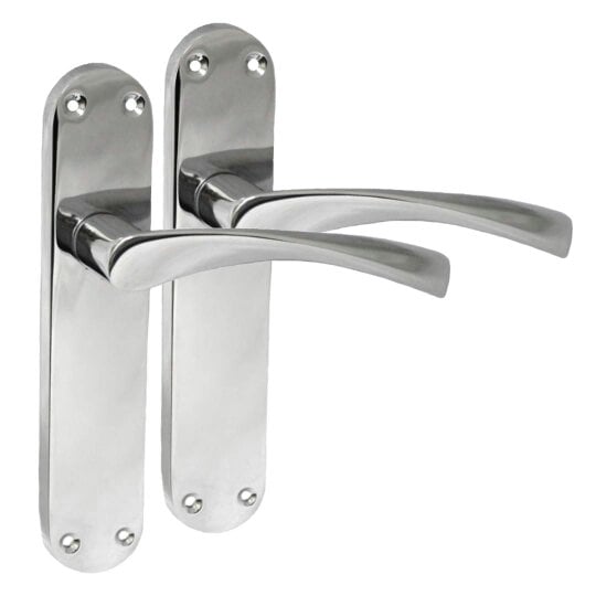 EDH Door Hardware Polished Chrome Twist Door Handle,Interior Latch Lever on Long Back Plate