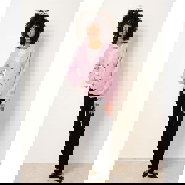 Blue Vanilla Gold Tone Flower Embossed Button Cardigan