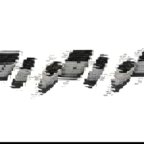 JVL Kenzi Rectangular Fabric Storage Baskets for Home Organisation, Set of 3