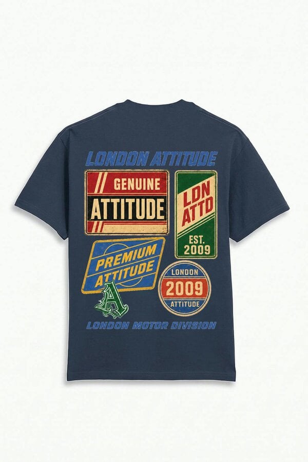 London Attitude Oversized  Vintage Motorsport Back Print T-Shirt