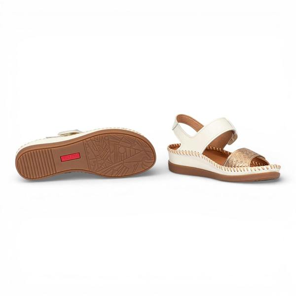 Pikolinos Women's White Leather Lightweight Summer Wedge Sandals - Cadaques