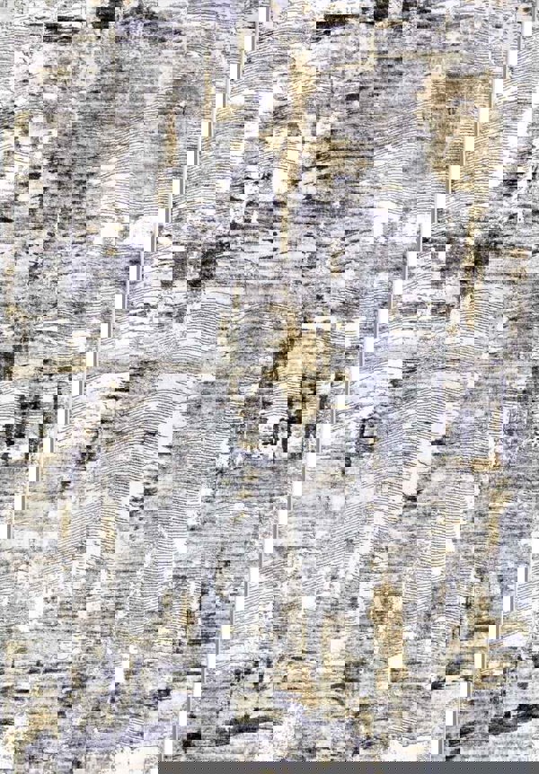 Shortpile Rug Anthracite Gold – Abstract Modern