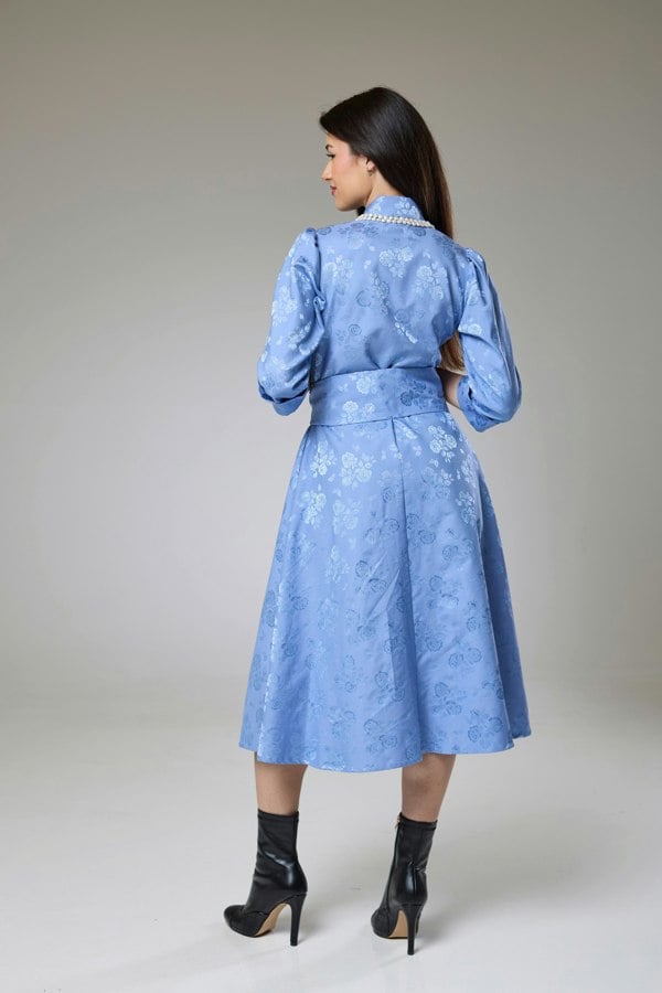 Isha's Timeless collection Sky Blue Petals Sleeved Dress