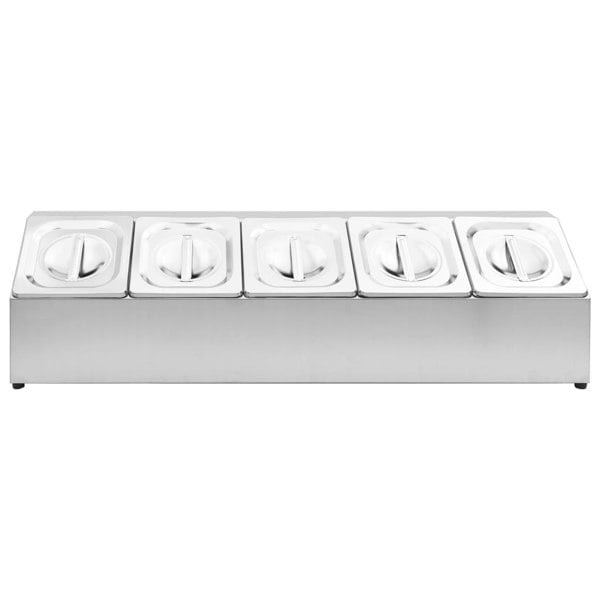 Berkfield Gastronorm Container Holder with 5 GN 1/6 Pan Stainless Steel