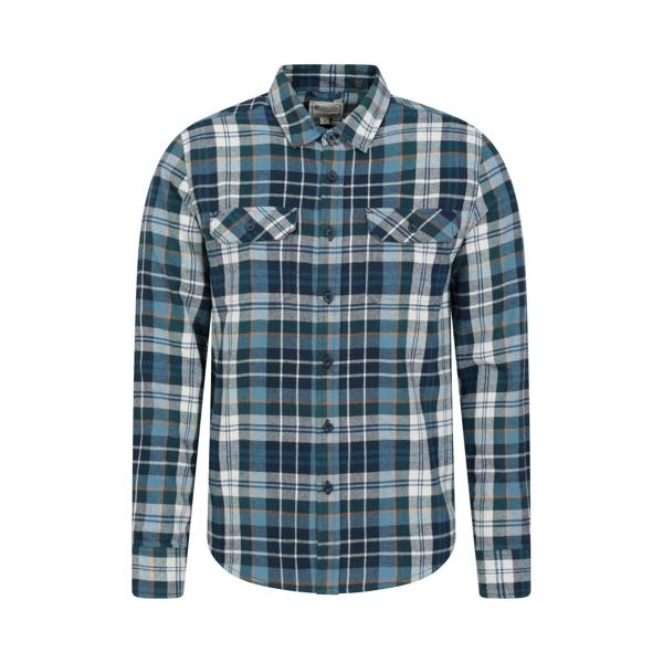 Mountain Warehouse Mens Trace Flannel Long-Sleeved Shirt - Light Blue - 