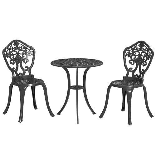 Wyld Haus Rirara Aluminium Black 3 Piece Floral Outdoor Bistro Garden Set