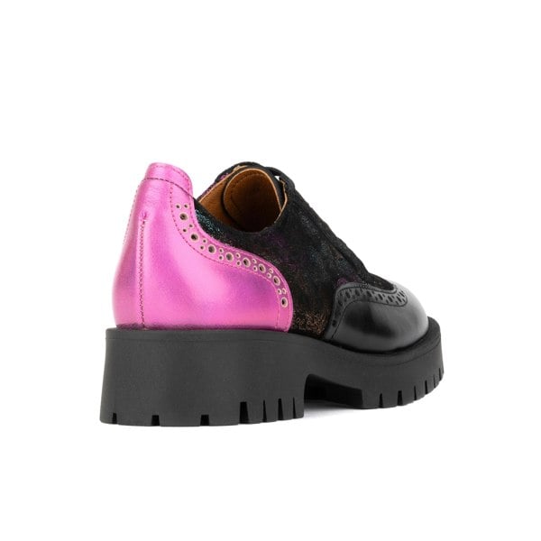 Embassy London Artisan - Dark Winter Foil & Pink - Women's leather lace-up shoe with brogue detailing