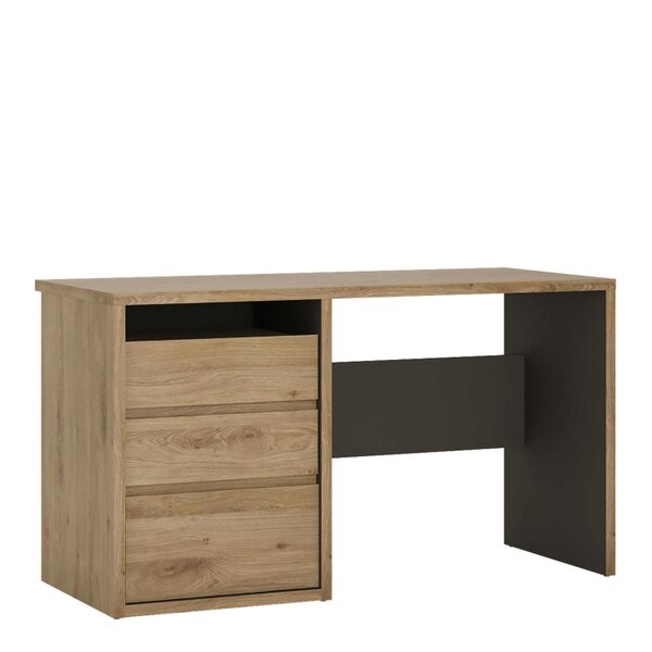 Wyld Haus Athens Natural Oak Wood Effect 3 Drawer Desk