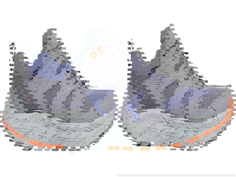 Karrimor Kestrel Womens Casual Walking Trail Hiking Outdoor Trainers, light purple and grey sneaker with rugged sole and breathable mesh panels.