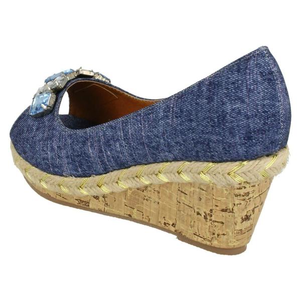 Spot On Girls Spot On Cork High Wedge Rope Foxing Sandal